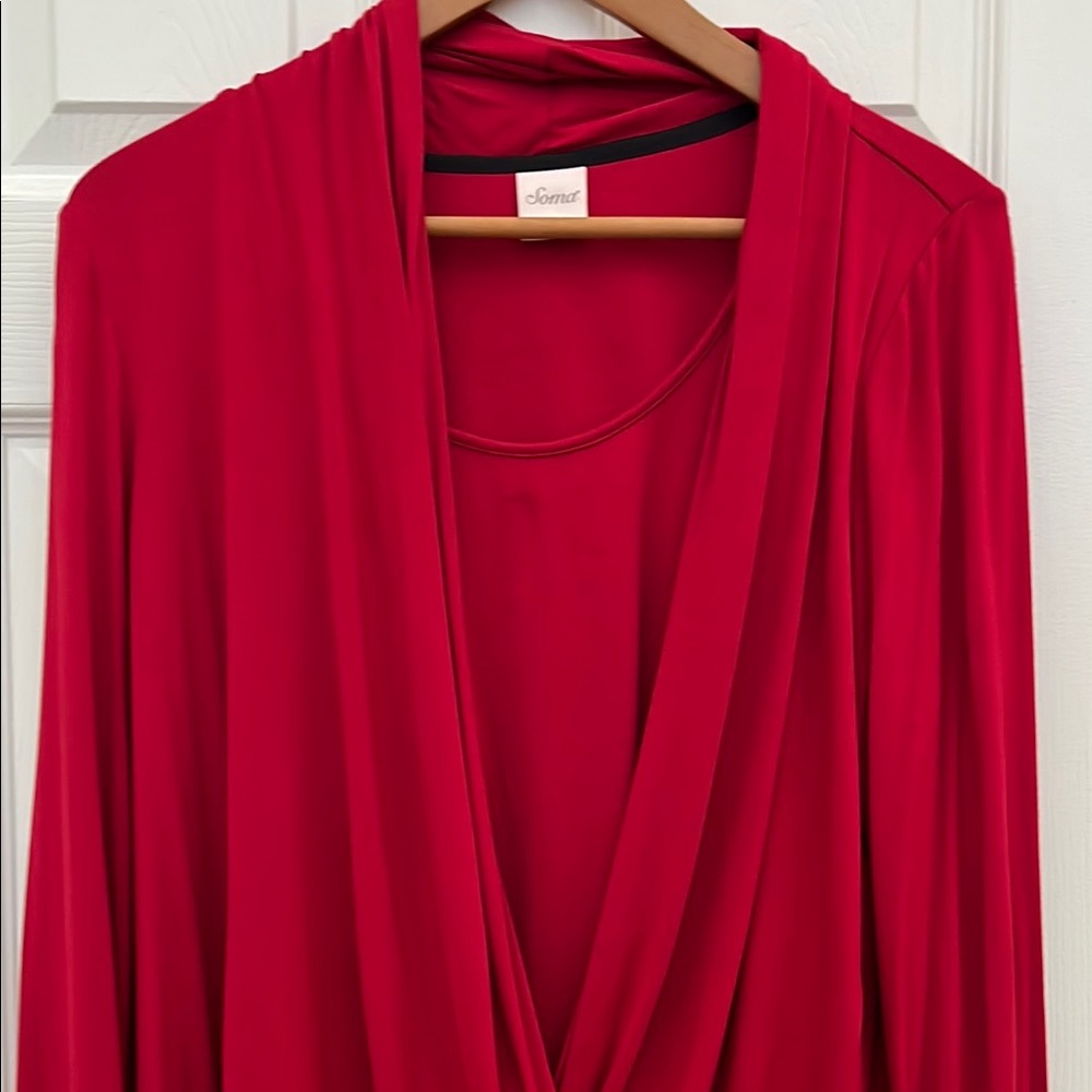 Soma Red Asymmetrical Wrap Blouse - Picture 2 of 5
